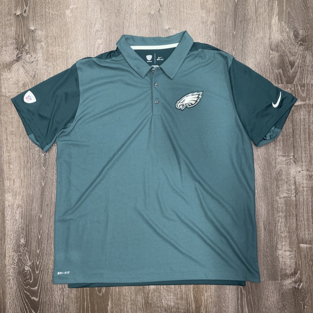Nike Philadelphia Eagles Polo Shirt XXL Dri Fit Birds NFL Equipment Training EUC